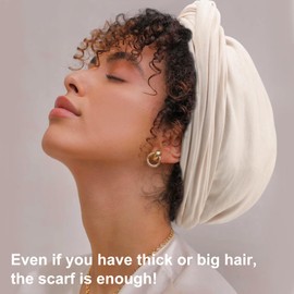 DRESHOW Hair Wrap for Women Soft Stretch Jersey Head Scarf Breathable Lightweight Turban Solid Color