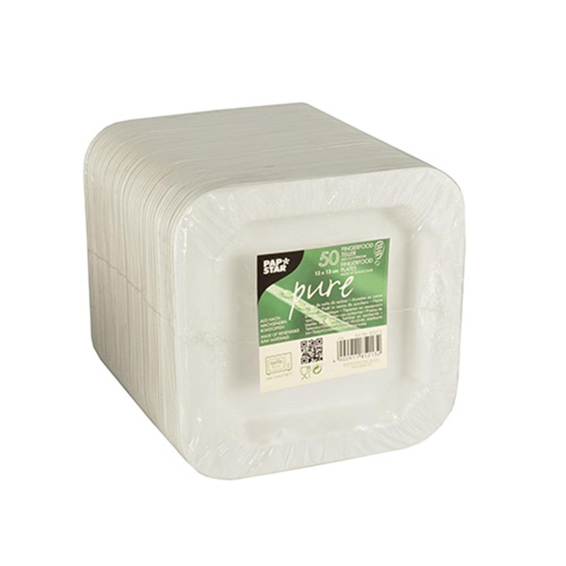 Papstar Pure Square Finger Food Plates Made from Sugar 13