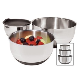 Oggi Stainless Steel 3-Piece Bowl Set with Lids, (7287.0)