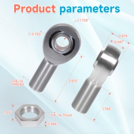 1.25" Heim Joints Rod End Kit Thread 1 1/4" Chromoly Heim Joints Suspension Kit Right and Left Hand Traction Bars Steering Kit with Round Tube Adapter Misalignment Spacer Jam Nuts (1set-1 1/4inch)