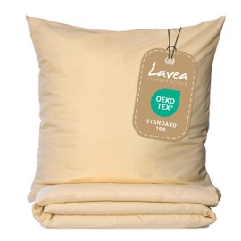 Lavea Bed Linen Set 135 x 200 cm (1X) + 80 x 80 (1X) Beige Microfibre - Ultra Soft, Breathable and Hypoallergenic, Oeko-Tex Bed Linen Set with Quality Zip