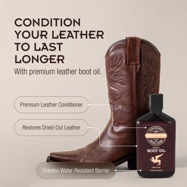 Griffin Boot Care Boot Oil, 8 Oz – Revitalizes Various Types of Leather-Based Gear – Deep Nourishing Formula, Versatile Usage, Grease-Free Solution - Top-Grade Leather Conditioner for Boots and More