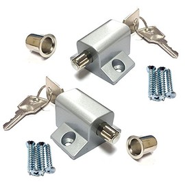 2 Pack of Window and Patio Door Sliding Locks with Keys Silver