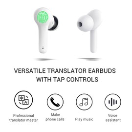 ANFIER M6 Translator Earbuds Language Translator Device Updated Chip 144 Languages and Acccents 0.5s Rapid Translation Music Calling and Translation (with Offline Package)