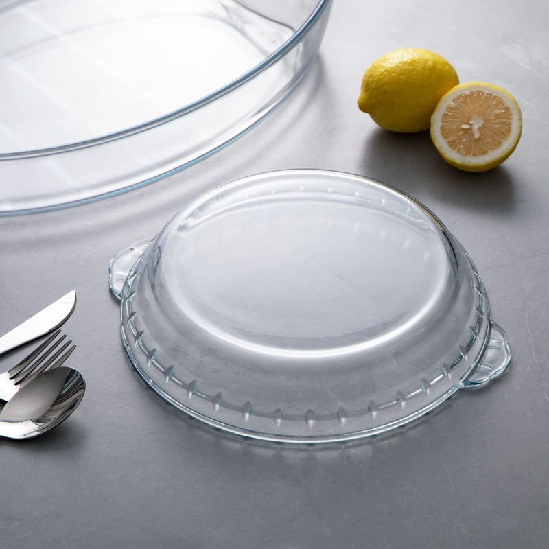 Sweejar Glass Pie Pan for Baking(2 pack), 9.5 Inches Round
