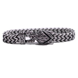 LANGHONG Norse Viking Wolf Bracelet Men's Stainless Steel Mesh Chain Can Open Wolf Mouth Bracelets Talisman Jewelry (SLA, 21CM)