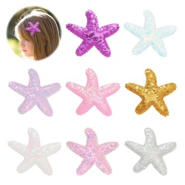 8 Pieces Starfish Hair Pins, Creative Sequin Hair Pins, Star Jewellery, Hair Accessories for Girls, Starfish Headwear for Children, Hair Accessories