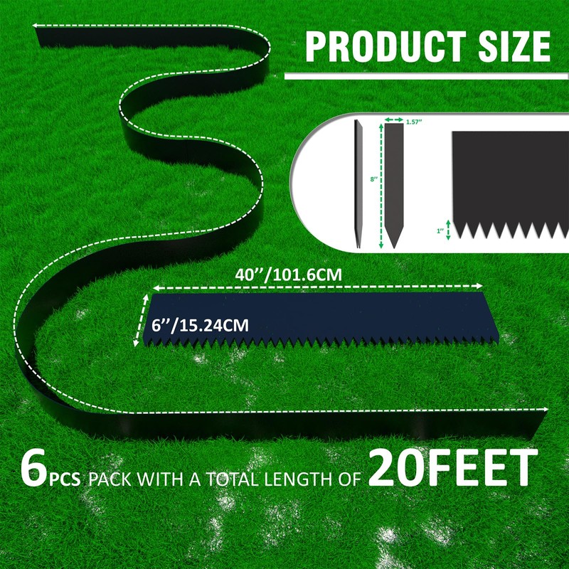 20ft. 6-Pack Galvanized Steel Landscape Edging - 40" L x