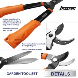 iGarden 3 Piece Combo Garden Tool Set with Lopper, Hedge Shears and Pruner Shears, Tree & Shrub Care Kit…