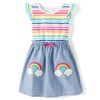 Gymboree,Girls,and Toddler Embroidered Short Sleeve Dress,6,Rainbow Stripe