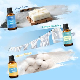 Colomix Clean Fragrance Oil Set, 30mlx3 Premium Essential Oils for Diffusers for Home - Clean Soap, Lemon Laundry, Warm Cotton Candle Scents for Making, Soap Making Supplies, Fresh Fragrance Oil Gift