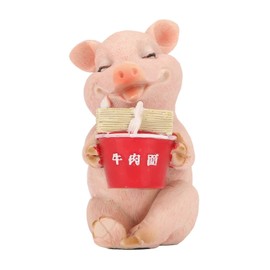 HERCHR Mini Pig Figurine Resin Animal Garden Gnomes Statue Cute Pig Funny Outdoor Sculpture Animal Figurine for Indoor Decoration in the Courtyard