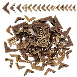 PH PandaHall 90pcs 15 Styles Metal Book Corner Protector, Book Cover Corner Protectors Guard Edge Cover Vintage Book Scrapbooking Protector for Journals Paperbacks Jewelry Boxes Album, Antique Bronze