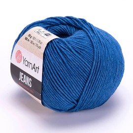 Yarn Art 3 Ball (Skein) YarnArt Jeans Yarn, 55% Cotton 45% Polyacrylic, Total 5.28 Oz. Each 1.76 Oz (50g)/160 m (174 yds), Yarn Weight: 2 : Fine-Sport (Blue - 17, 3 Pack)