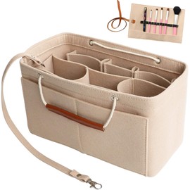 Yoillione Women's Bag Organiser Felt Inner Pockets for Handbags Insert, Bag in Bag Organiser Felt Handbags Organiser Medium, Beige Bag Organiser, beige, Pocket organiser
