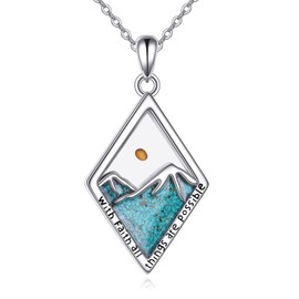 HUKKUN Christian Faith Mountains Necklace Sterling Silver Mustard Seed Necklace Mountain Jewelry Gifts for Women