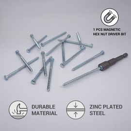 (Pack of 15 pcs) DIN 571 Zinc Plated Steel Hexagon Wood Screws M5 x 80 mm, Coach Screws, Hex Screw, Lag Bolts, Hex Head (15, M5 x 80 mm)