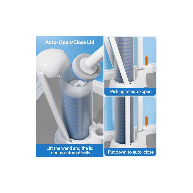 Touch-Free Disposable Toilet Brush Set with 54 Refills