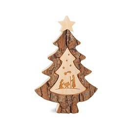 Thankgoods Christmas Tree with Laser Engraving Nativity Scene Picture - High Quality Christmas Decoration with Detailed Design