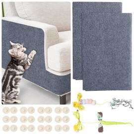 2 Pack Cat Scratch Furniture Protector, Self-Adhesive Mats, Couch Corner Protectors for Cats with 2 Cat Toys, DIY Climb Cat Scratcher Mat for Sofa, Wall, Cat Tree, Door (39.3x15.7in)