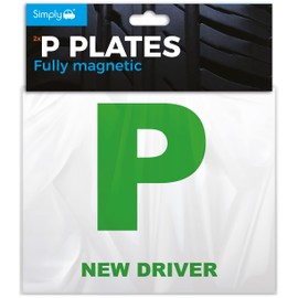 Simply TL1100 Pack of 2, Fully Magnetic Car P-Plates Twin Pack for New Drivers, Easy to Attach and Remove, Strong Magnet Backs for Vehicles