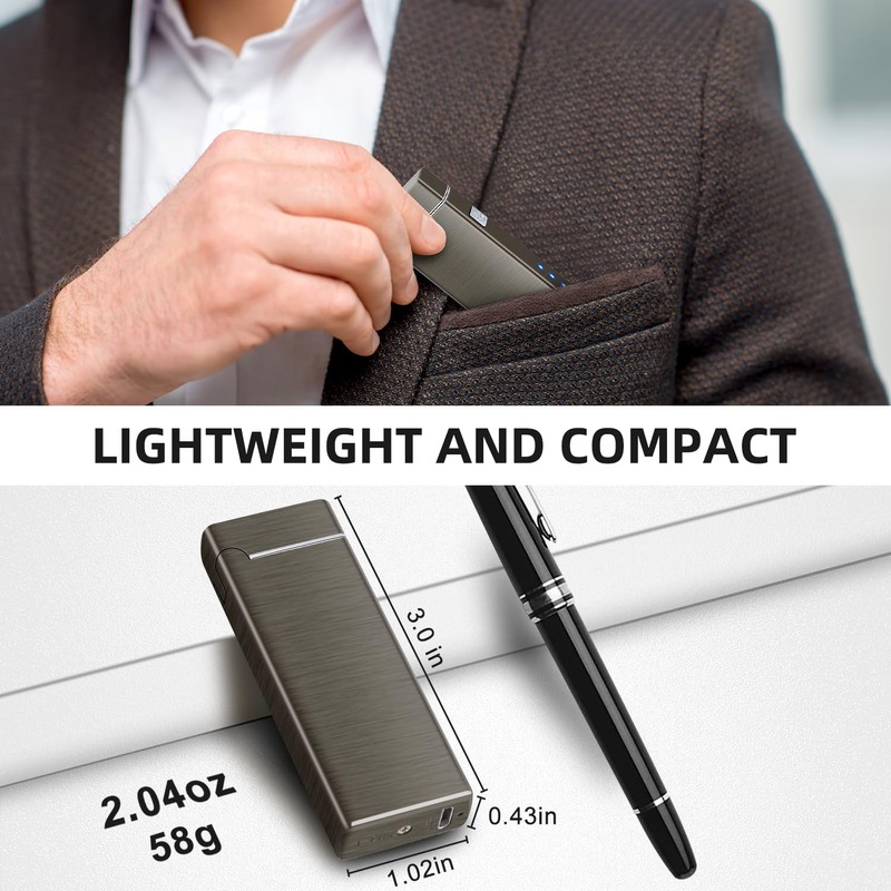 LcFun Electric USB Rechargeable Lighter Windproof Flamesless Plasma Dual Arc