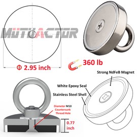 MUTUACTOR Fishing Magnet Kit,Combined 1240lb Strong Rotatable Magnet Fishing Heavy Duty,Permanent Neodymium Rare Earth Magnets with 65Ft Salvage Rope,Anti-Slip Gloves for Retrieving Treasures