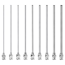 HARFINGTON 18pcs 8/10/11/12/13/14/15/16/17 Gauge Stainless Steel Dispensing Needles, 4" All Metal Glue Needle Tube Blunt Tips Luer Lock for Thick Liquids, Ink, Glue, Lab Use