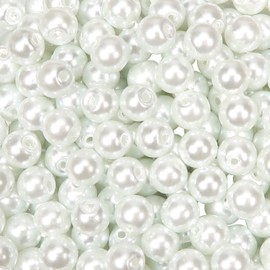 TOAOB 500 Pieces 8 mm Glass Beads Round White Loose Beads for Jewellery Making