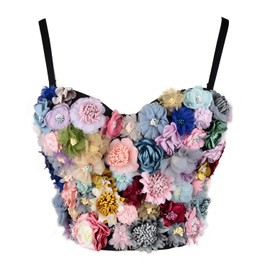 ELLACCI Women's 3D Floral Bustier Crop Top Wedding Party Club Bra Tops X-Small 34/75