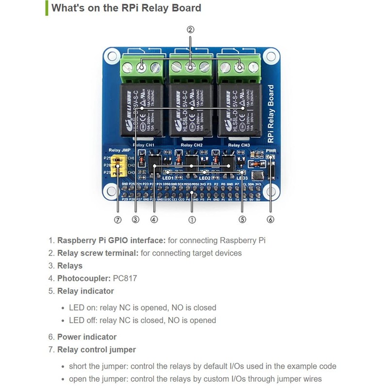 waveshare Pi Expansion Board Power Relay Board Module Kit, Compatible