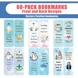 Creanoso Doctors Positive Bookmarks (10-Sets x 6 Cards) – Great Bulk Set Incentive Page Binders for Bookworm, Bibliophiles – Stocking Stuffers Gifts Rewards Token Ideas for Men Women Professionals
