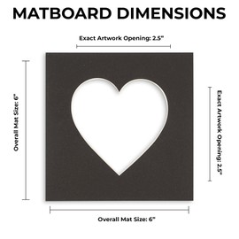 6x6 Mat Bevel Cut for 3x3 Photos - Precut White Linen Canvas Heart Shaped Photo Mat Board Opening - Acid Free Matte to Protect Your Pictures - Bevel Cut for Family Photos, Pack of 10 Matboards
