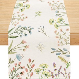 Siilues Spring Table Runner, Spring Table Decorations Flower Spring Runner for Table Seasonal Spring Holiday Decor for Indoor Outdoor Dining Table Decorations (13'' x 120'')