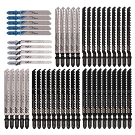 Bestgle 50Pcs Jigsaw Blade Set, T Shank Fast Cut Jigsaw Assorted Blades for Wood Plastic and Metal Cutting Tool