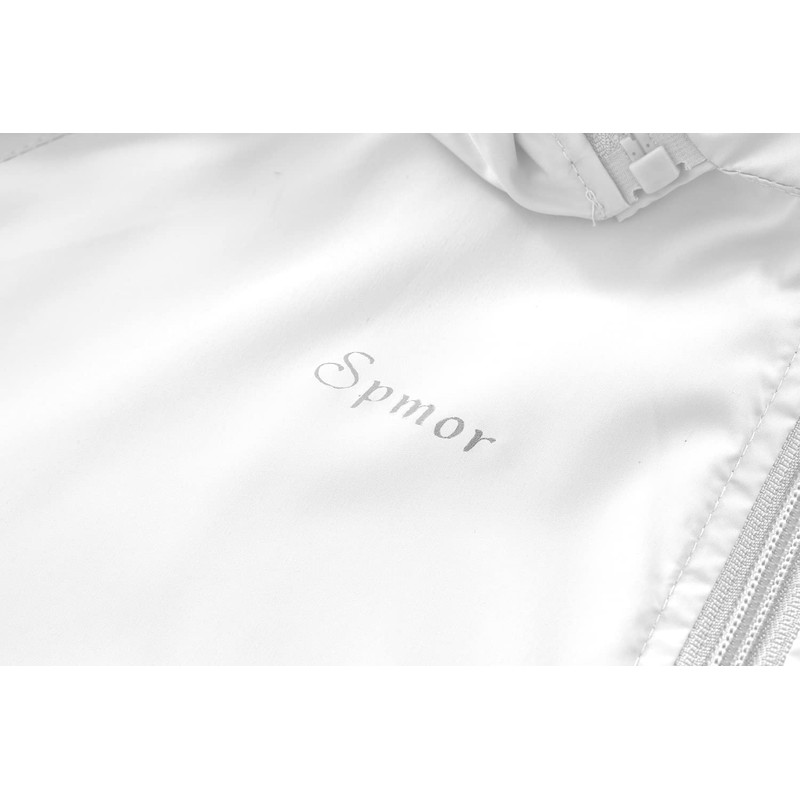 Spmor Men's Lightweight Waterproof Jacket Packable Windbreaker Running Coat White