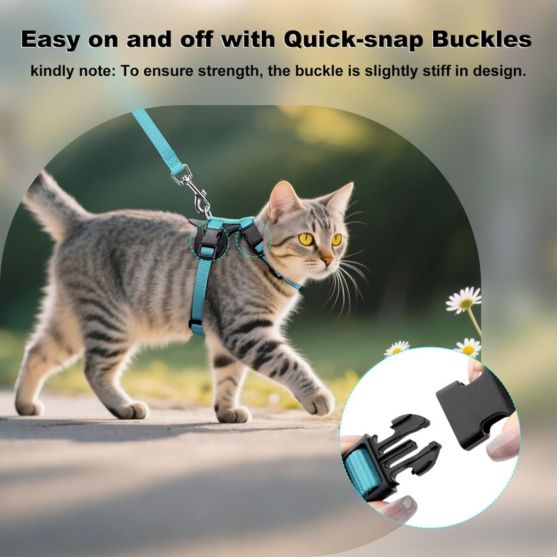 Plutus Pet Adjustable Cat Harness and Lead Set, Quick Release,