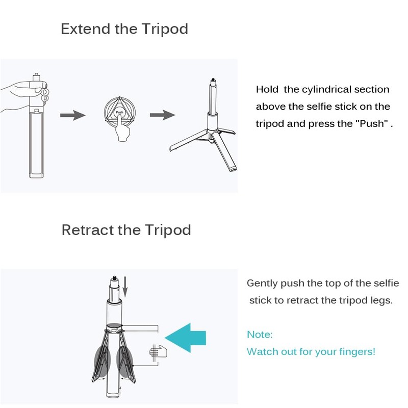2 in 1 Invisible Selfie Stick Tripod with 1/4 Tripod