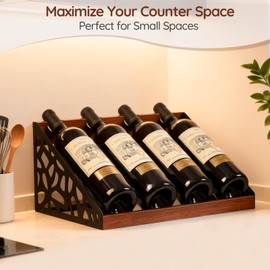 TRSPCWR 4-Bottle Rustic Countertop Wine Rack