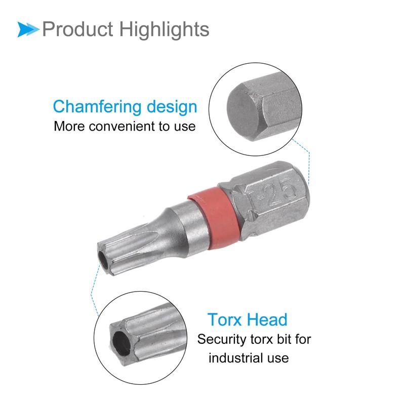 CoCud Magnetic Torx Screwdriver Bit, T25 25mm Length 1/4" Hex