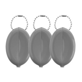 Oval Rubber Coin Purse Change Holder Made in U.S.A. For Men/Woman With Chain Pouch Made By Nabob Leather (Grey 3 Pack)