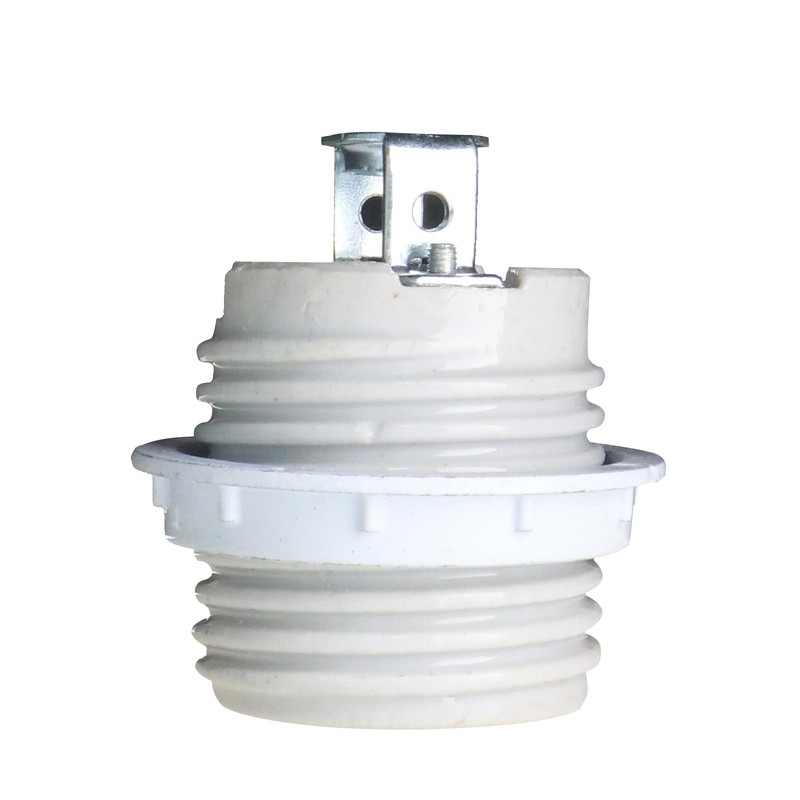 Caishun E26 Ceramic Lamp Threaded Socket with White Shade Ring