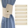 Realand 6Pcs Wide PU Leather Curtain Tiebacks, Elegant Buckle Curtain
