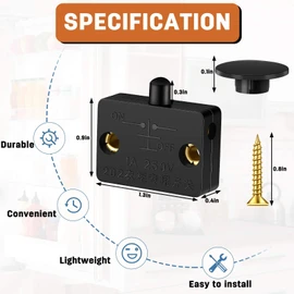 Honoson 12 Pieces Cabinet Door Switch for Closet Light Automatic Touch Door Activated Lamp Switch for Wardrobe Applicable to 12V 24V 110V (Black)