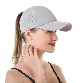 Coubeau Women's Quick-Drying Baseball Cap - Adjustable Women's Sports Cap, Running Cap with Ventilation Holes, Fitness Cap, Spring and Summer Baseball Cap is Not Stuffy, lightgrey, Unit size