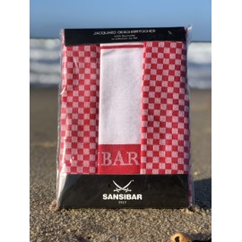 Sansibar Sylt Tea Towels Set, 3-Piece Set, 50 x 70 cm, Woven Sabre, 100% Cotton, Premium Quality, Two Different Designs, Absorbent, Skin-Friendly, Easy to Clean, Durable (Red)