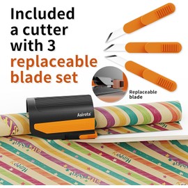 2 Pack Wrapping Paper Cutter with 3 Replaceable Blades,Slider Wrap Cutter for Gift Wrapping Accessories,Gift Wrap Cutter Tool for Holiday Gift Wrapping, Paper Cutter for Birthday Christmas