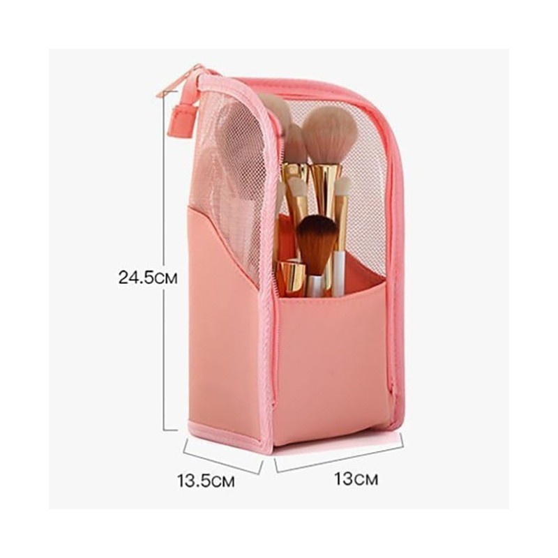 XUNQUCOM Stand-Up Makeup Brush Storage Organizer Bag, Waterproof Dust Free