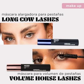 Sarelly Kit de 2 Máscaras de Pestañas Waterproof, Cow Lashes Alargadora + Horse Lashes Voluminizadora, Negro Intenso, Veganas, 11.5 g Cada Una
