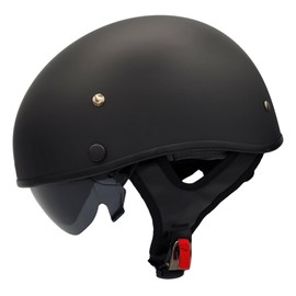 Vega Helmets 7800-053 Warrior Motorcycle Half Helmet with Sunshield for Men & Women, Adjustable Size Dial DOT Half Face Skull Cap for Bike Cruiser Chopper Moped Scooter ATV (Medium, Matte Black)